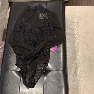 High neck bodysuit with lace